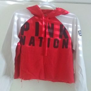 Women's Pink half cut hoodie